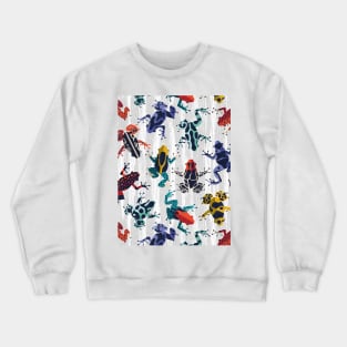 Quirky dart frogs dance // pattern // grey textured background brightly multicoloured poison amphibians Crewneck Sweatshirt